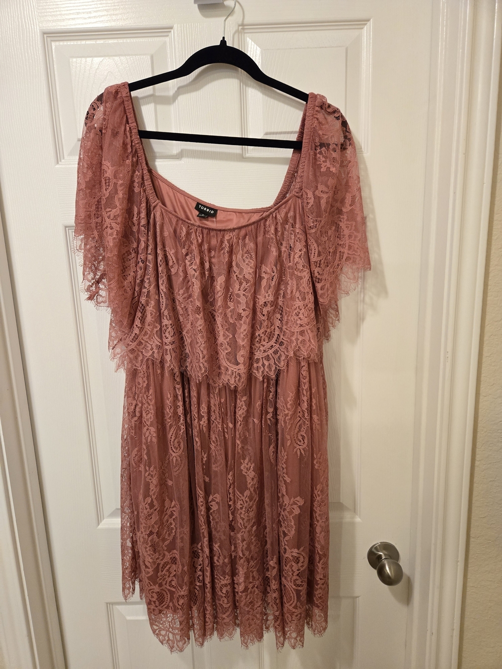torrid Dusty Rose Lace Flutter Sleeve Mini Dress